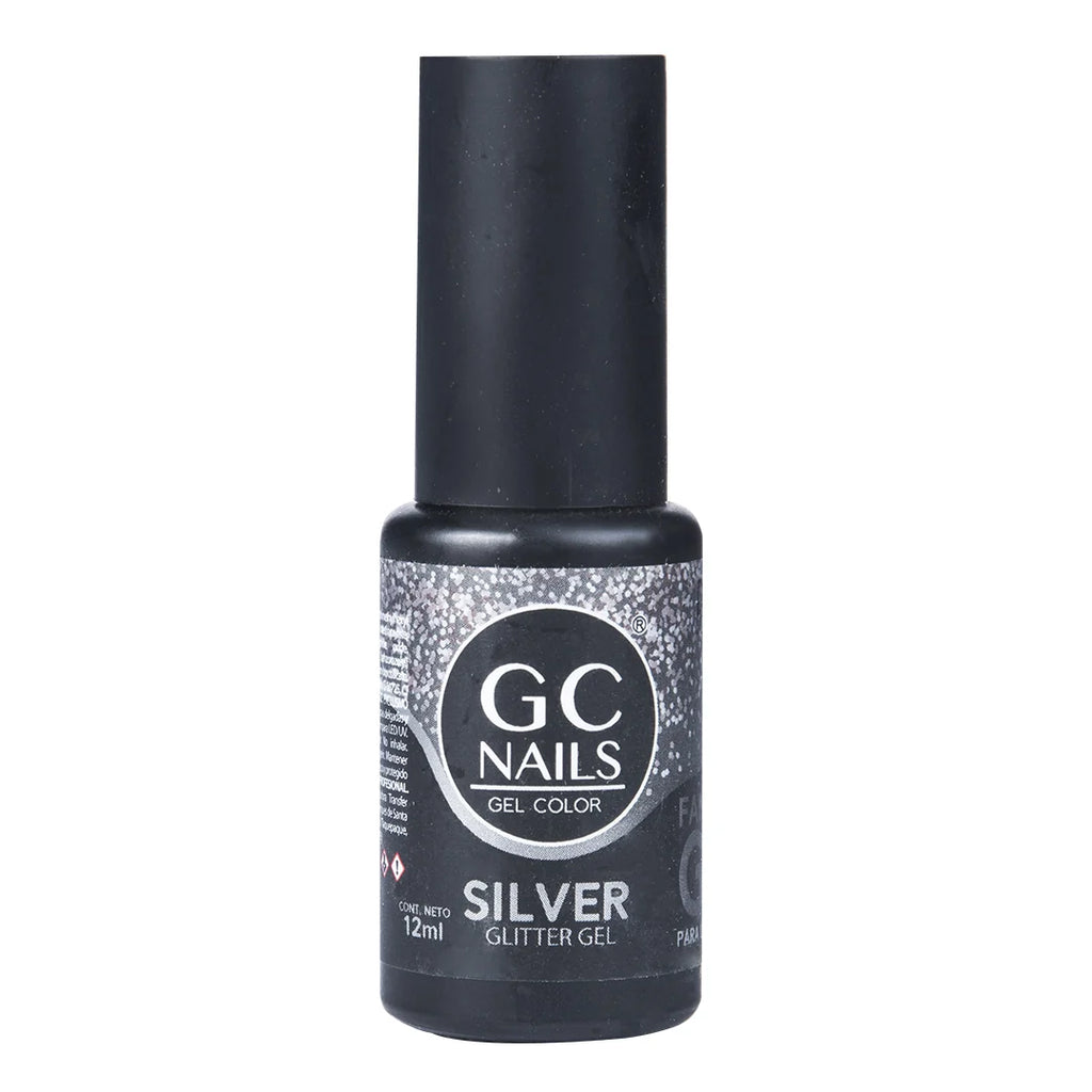 Gel Glitter Fantastic Plata Para Uñas Acrilicas GC Nails