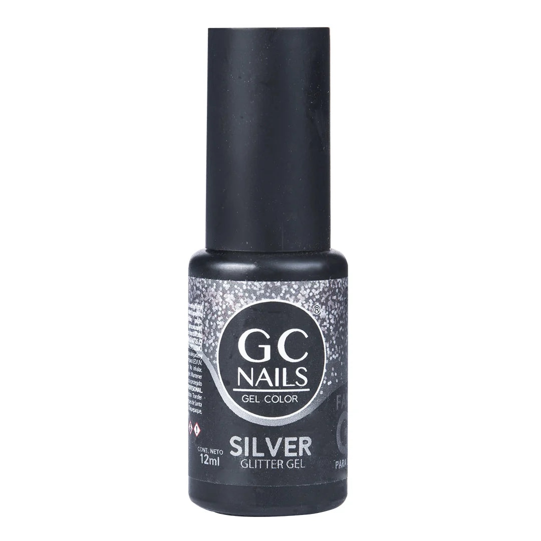 Gel Glitter Fantastic Plata Para Uñas Acrilicas GC Nails