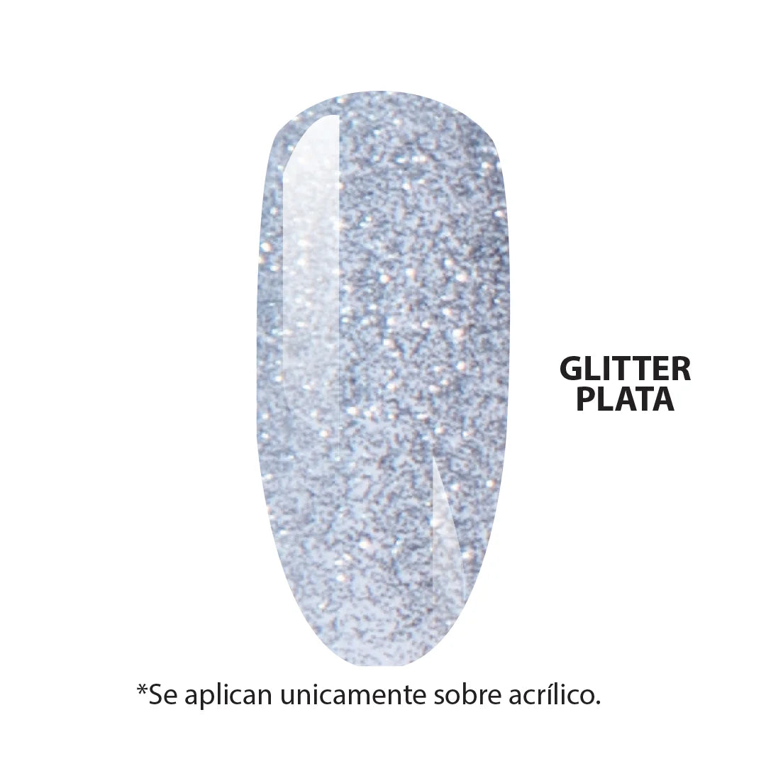 Gel Glitter Fantastic Plata Para Uñas Acrilicas GC Nails
