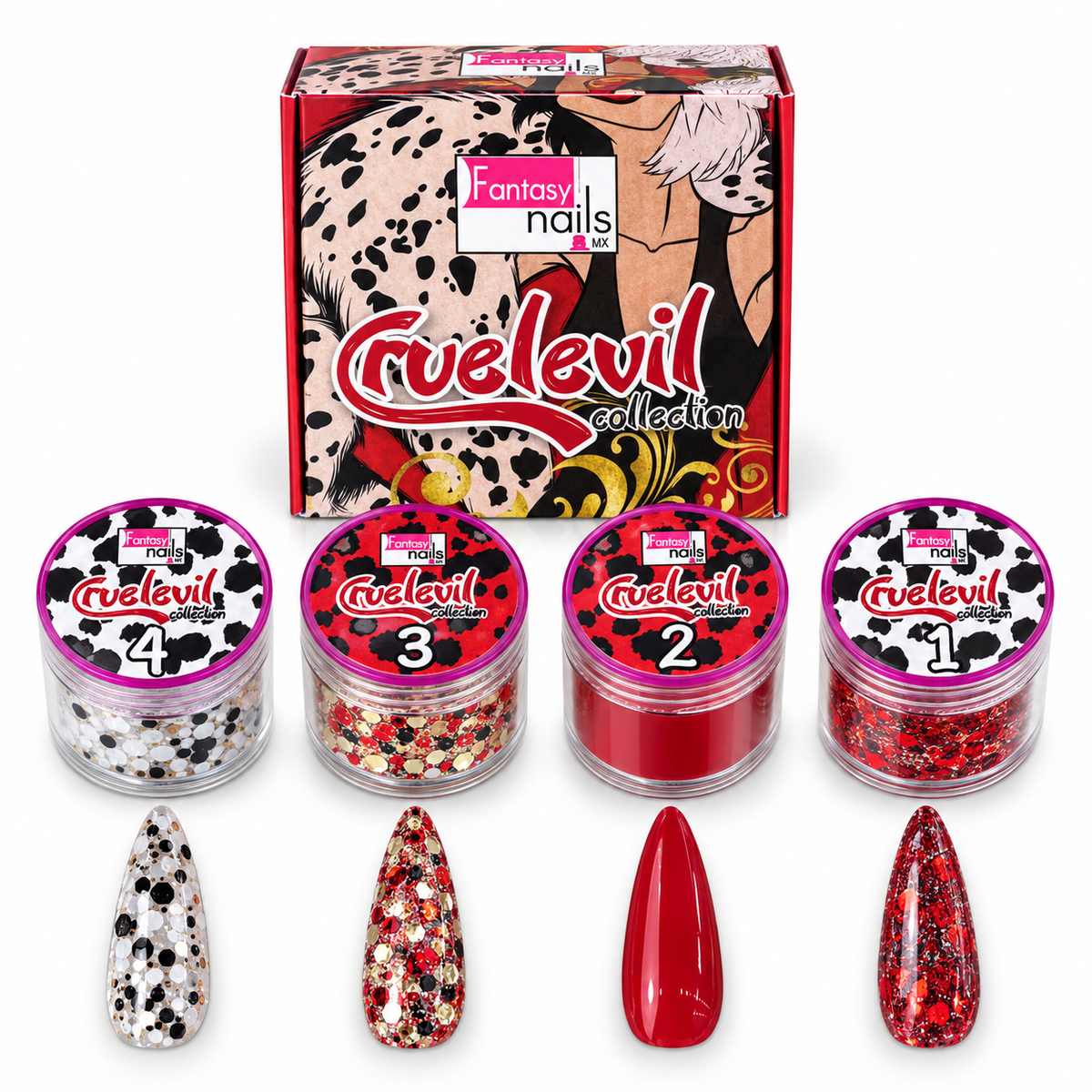 Coleccion Acrilicos 4 Pzs Cruelevil Fantasy Nails