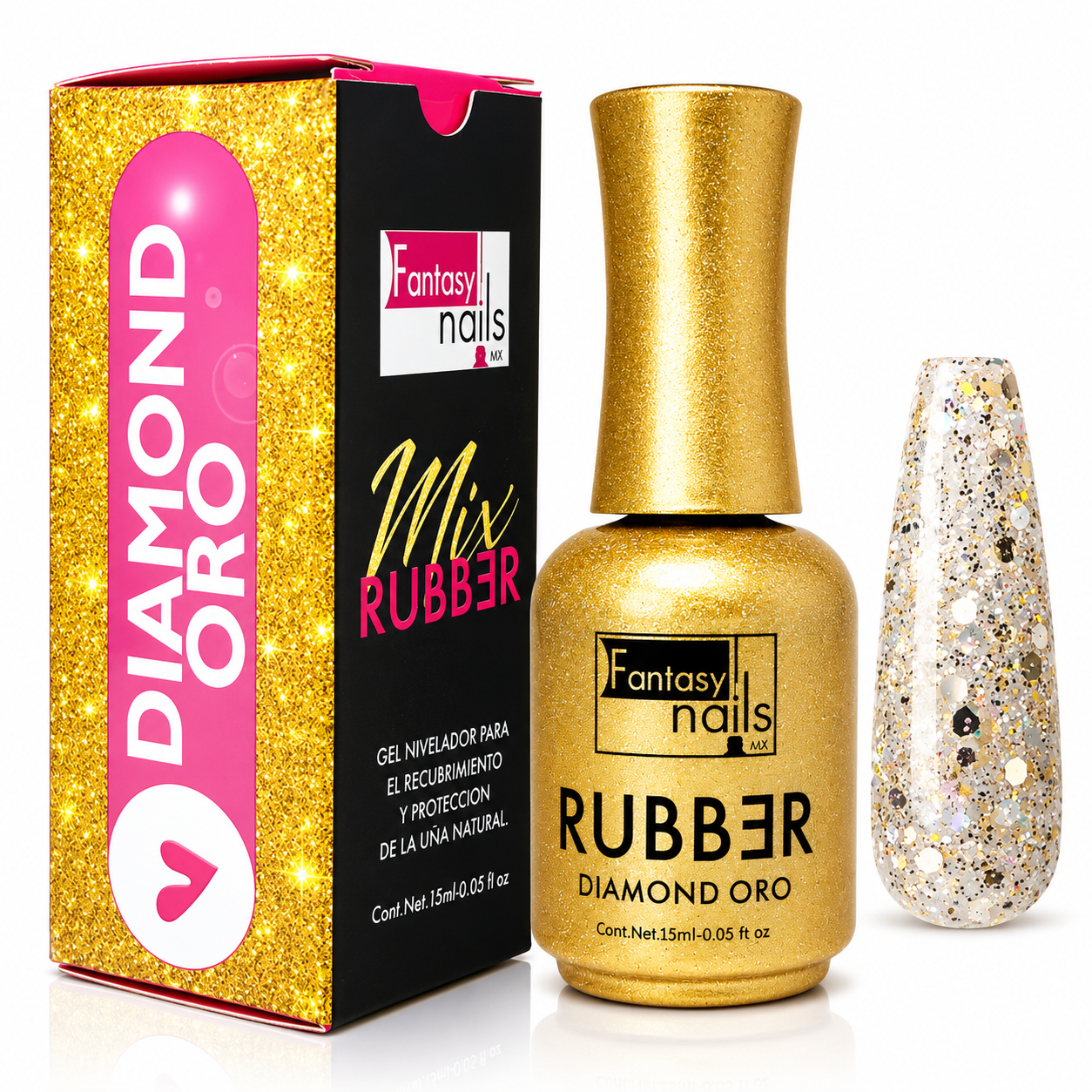 Base Rubber Diamond Oro 15 Ml Fantasy Nails