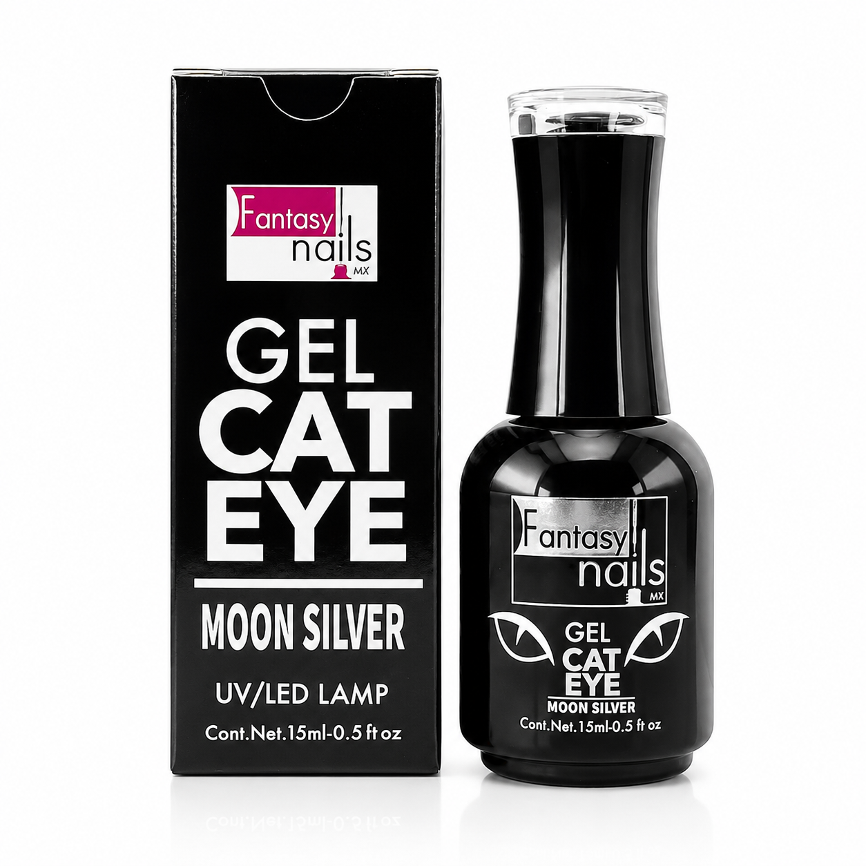 Gel Cat Eye Moon Silver Fantasy Nails