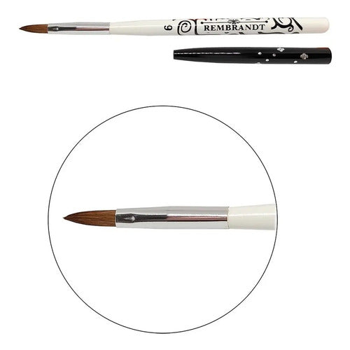 Pincel Kolinsky Semiprofesional Rembrandt #6 Para Uñas Acrílicas Mc Nails