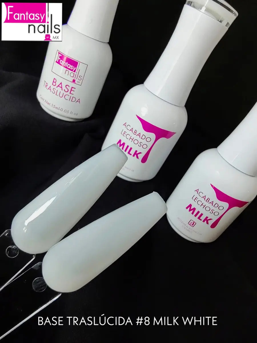 Gel Base Traslucida #08 Milk White 15 Ml Fantasy Nails