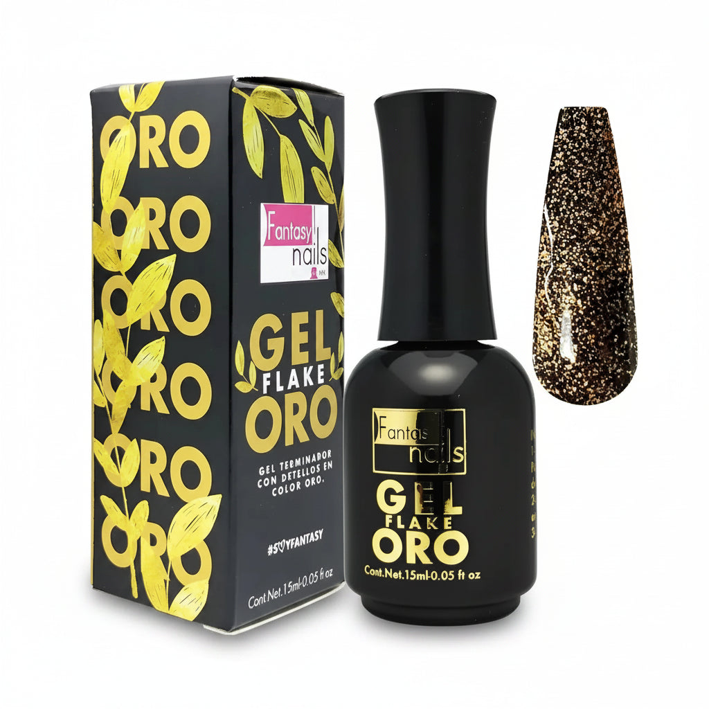 Gel Oro Flake Fantasy Nails