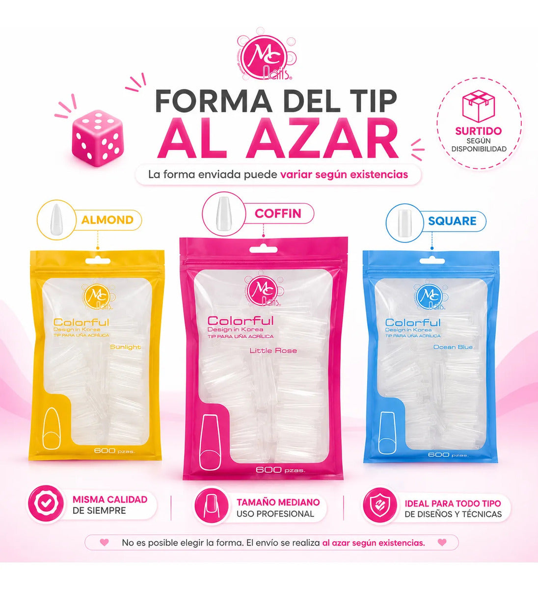 Kit De Uñas Press On Soft Gel A Elegir Mc Nails