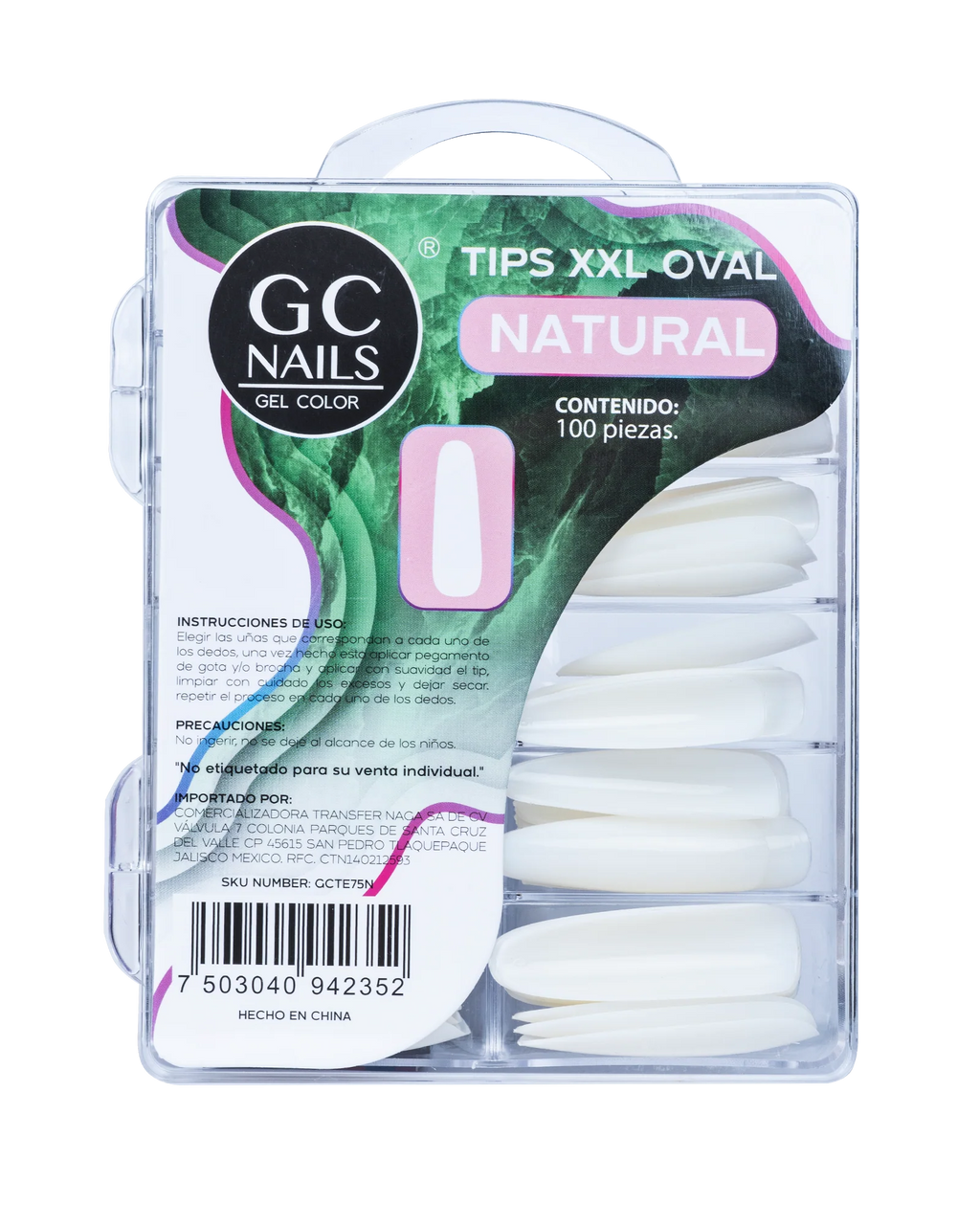 Tips Press On XXL Oval E75 Natural 100 Pzs GC Nails