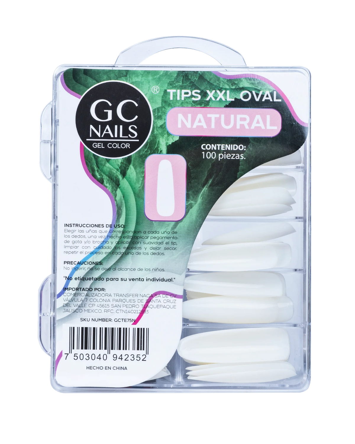 Tips Press On XXL Oval E75 Natural 100 Pzs GC Nails
