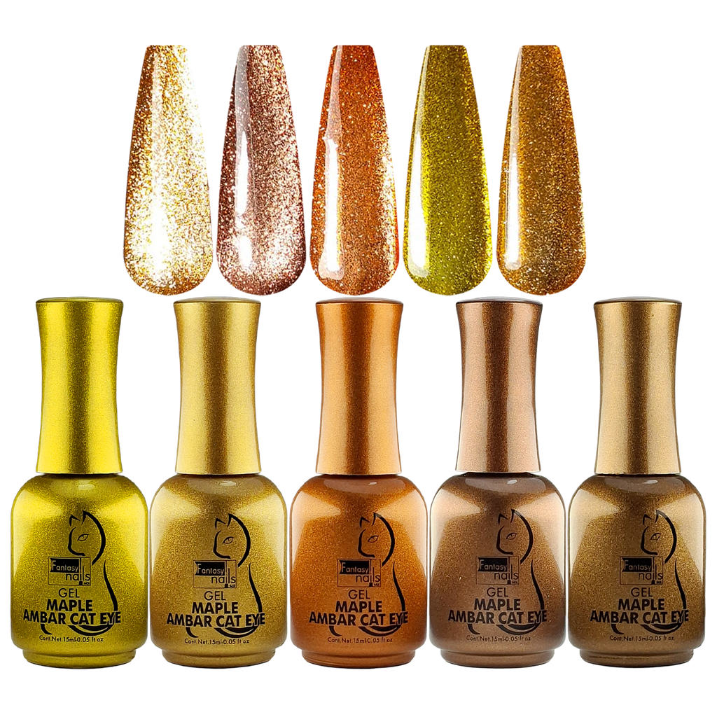 Coleccion Gel Maple Ambar Cat Eye Fantasy Nails