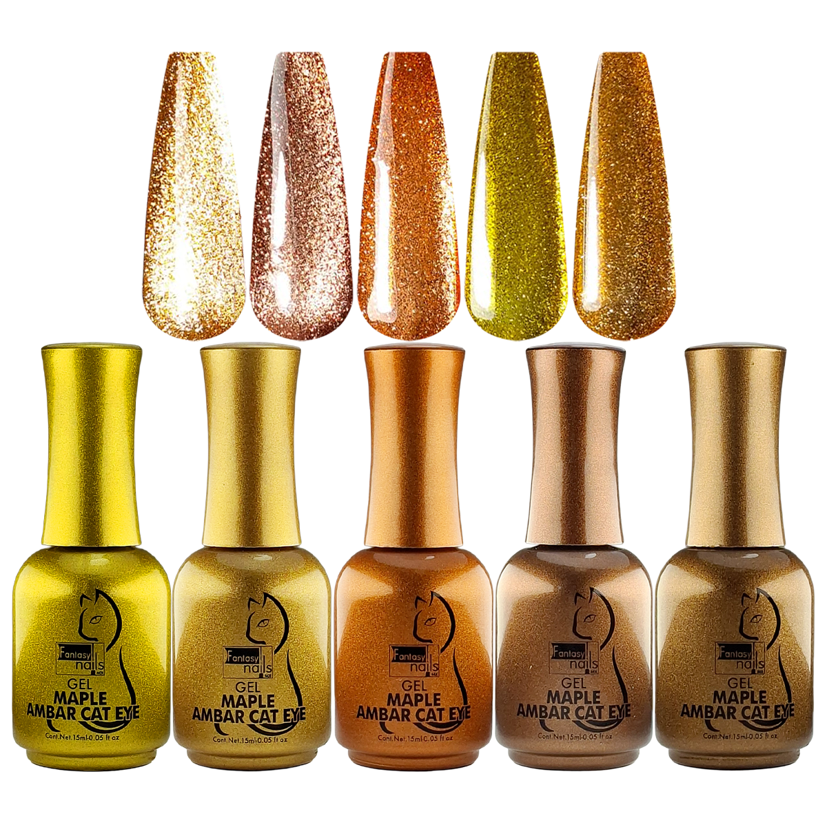 Coleccion Gel Maple Ambar Cat Eye Fantasy Nails