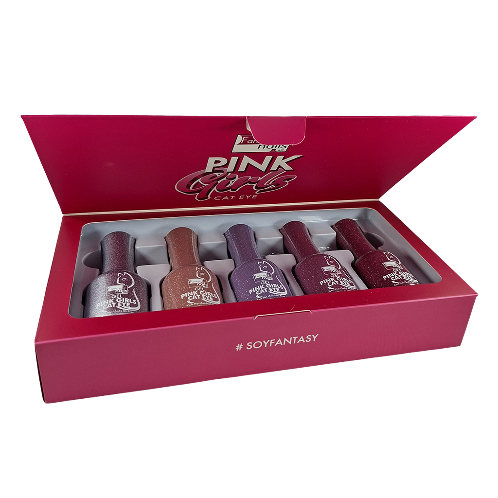 Coleccion Gel Pink Girls Cat Eye Fantasy Nails