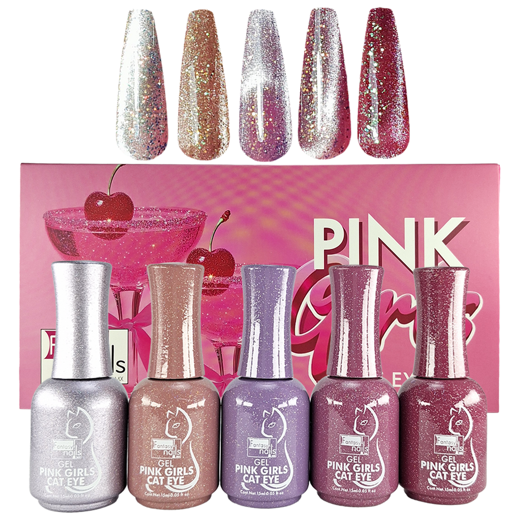 Coleccion Gel Pink Girls Cat Eye Fantasy Nails