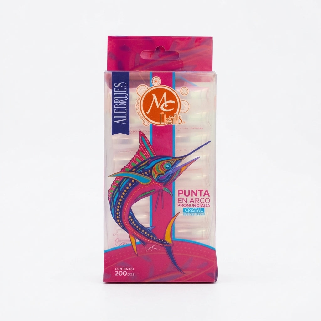 Tips Punta de Arco Cristal 200 Pzs Mc Nails