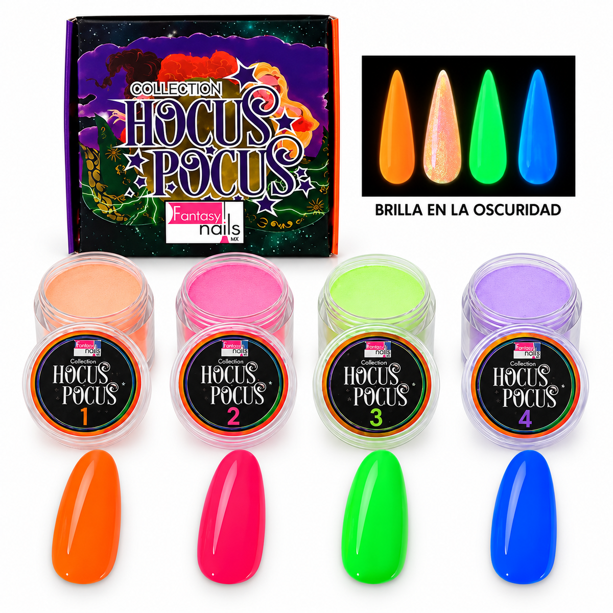 Coleccion Acrilicos 4 Pz Hocus Pocus Fantasy Nails