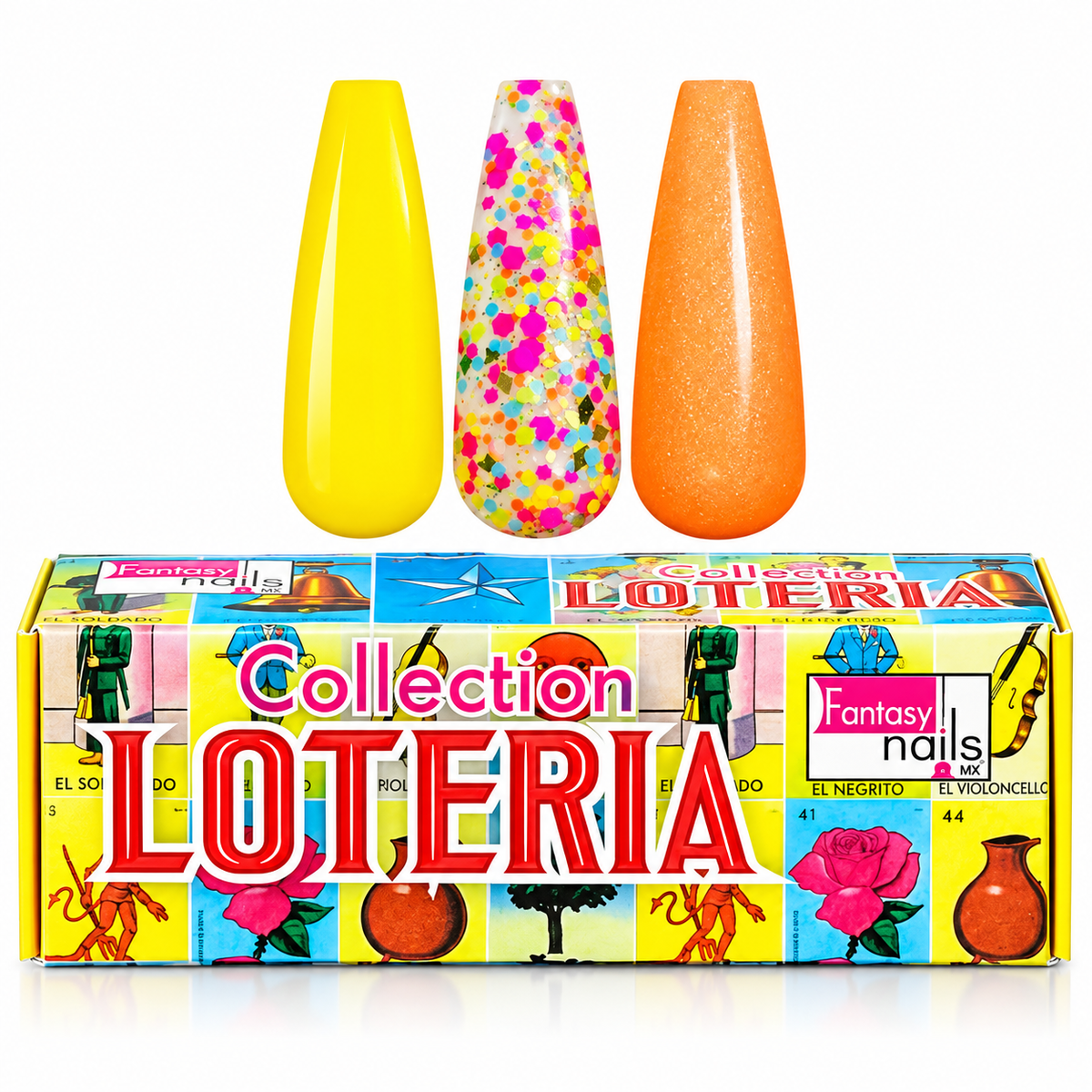 Coleccion Acrilicos 3 Pzs Loteria Fantasy Nails