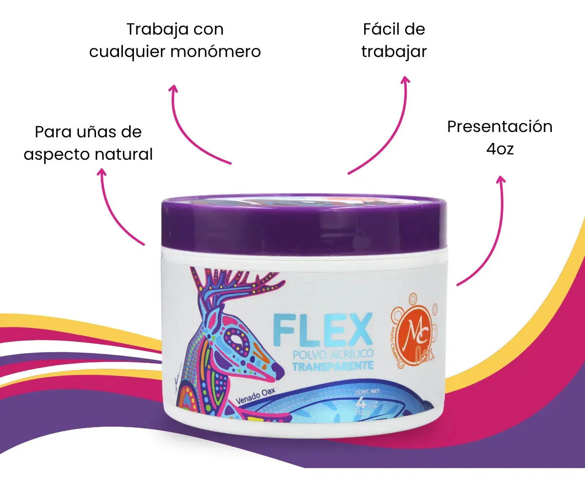 Polvo Acrílico Flex Transparente 4 Oz Mc Nails