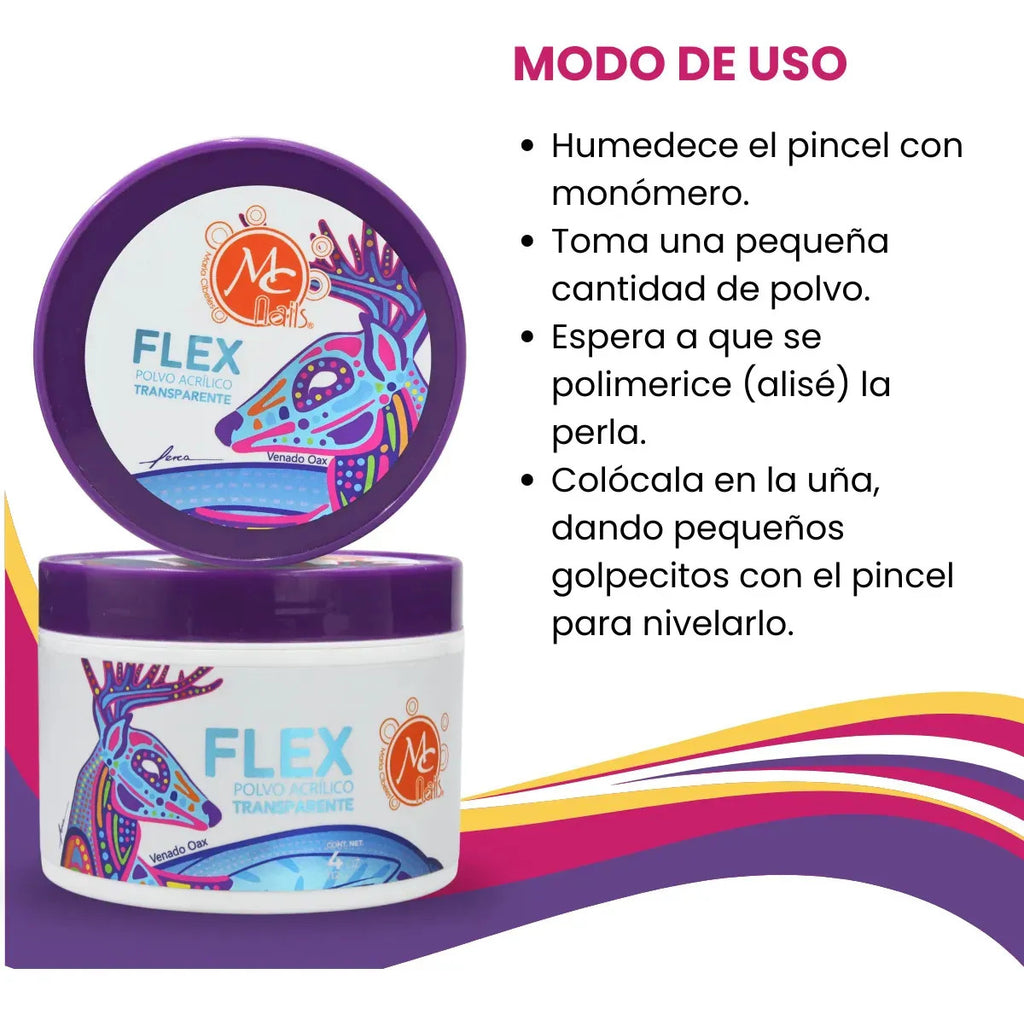 Polvo Acrílico Flex Transparente 4 Oz Mc Nails