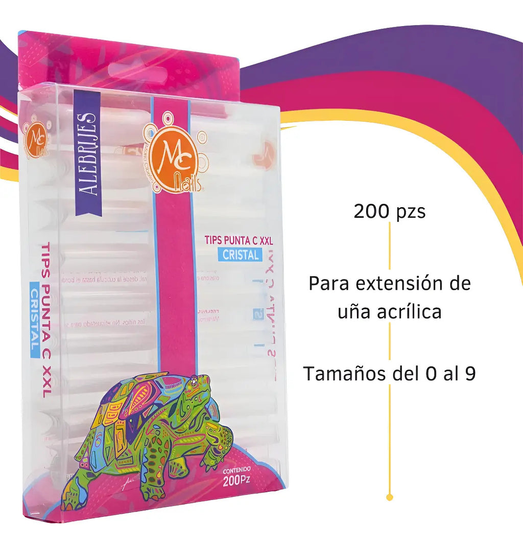 Tips Punta C XXL Cristal 200 Pzs Mc Nails