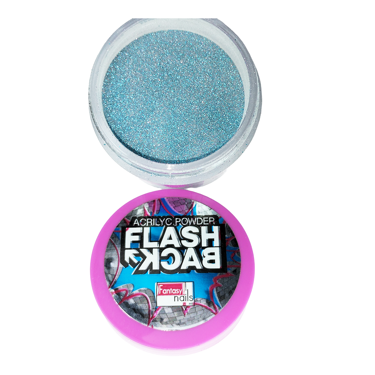 Acrilico Flash Back Azul Fantasy Nails