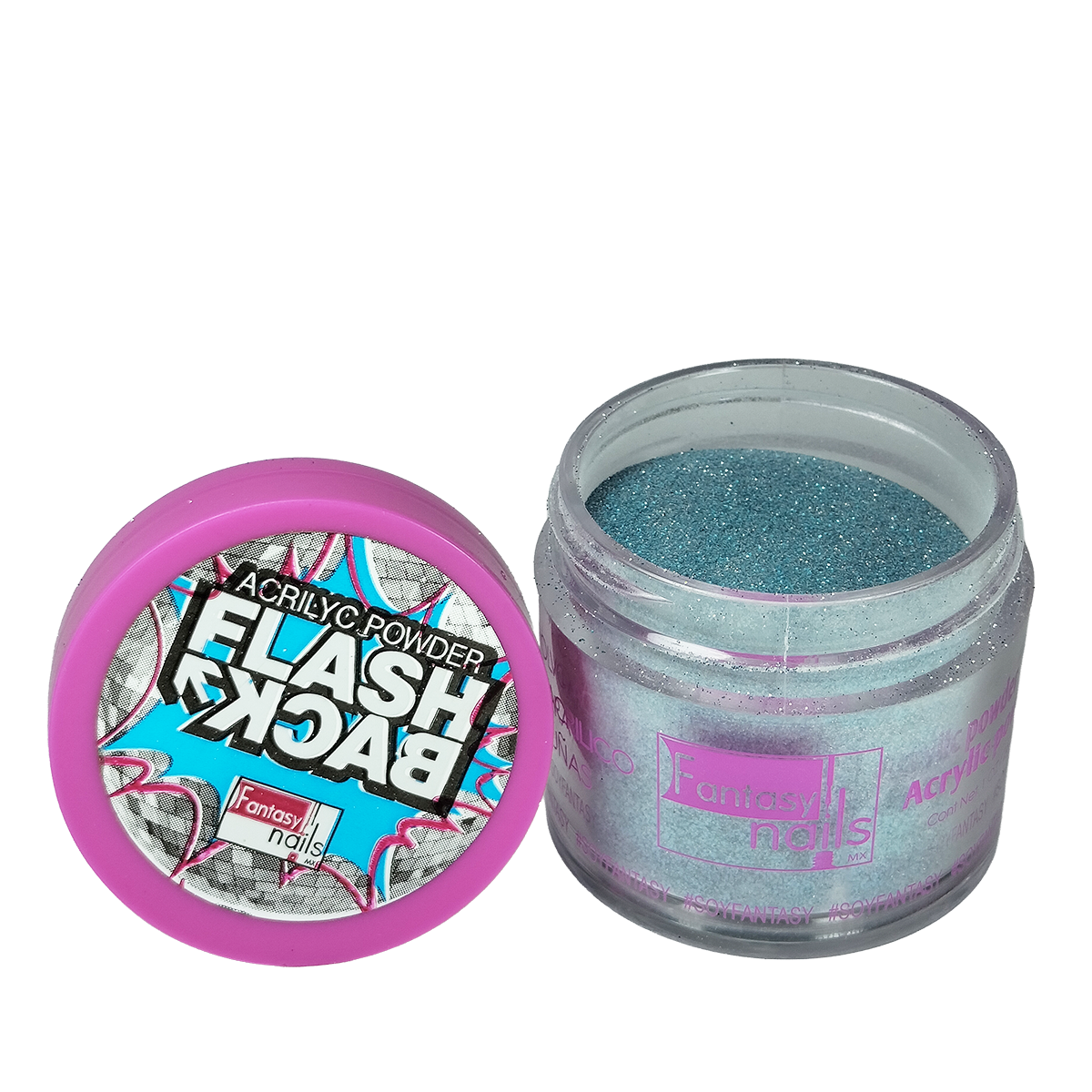 Acrilico Flash Back Azul Fantasy Nails